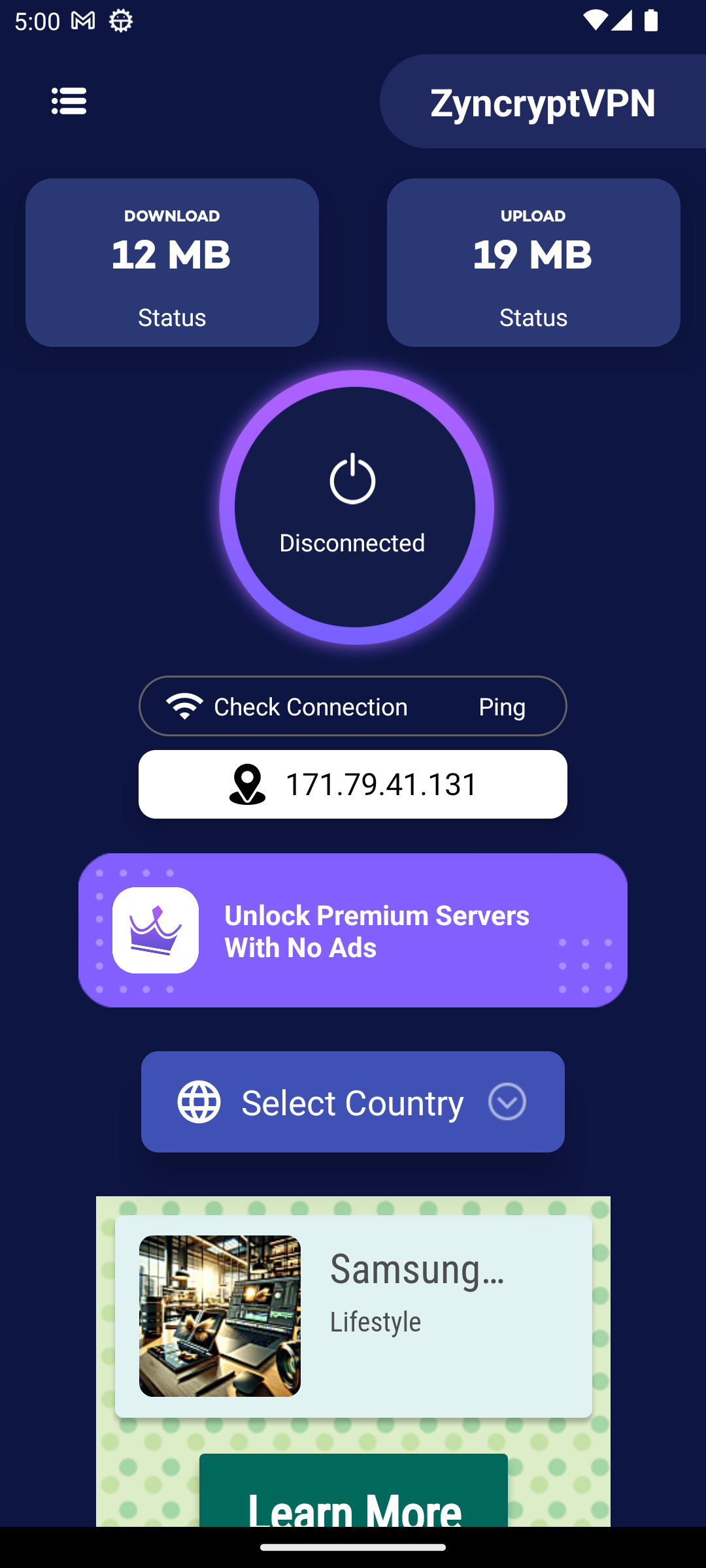 zyncryptvpn App Screenshot